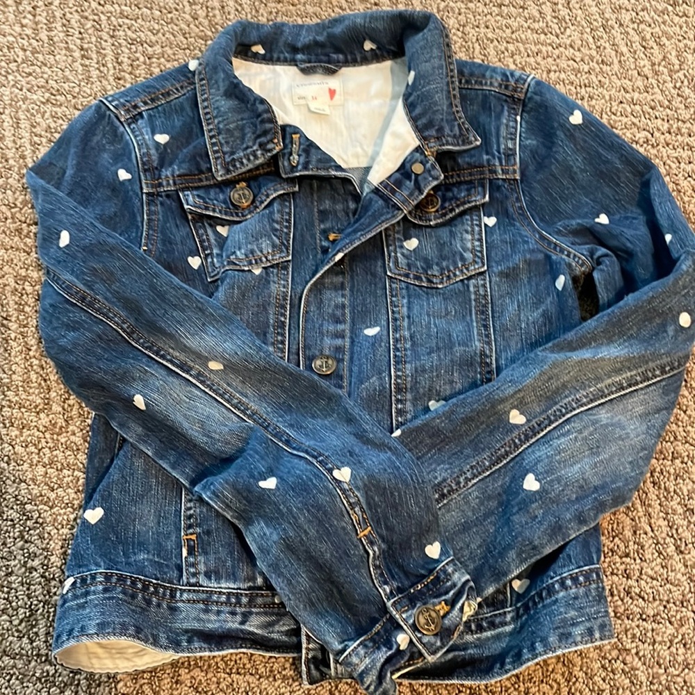 Girls denim jacket with hearts